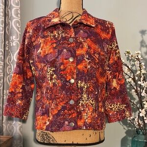 Christopher & Banks Paisley and Floral Stretch Knit/Light Denim Jacket